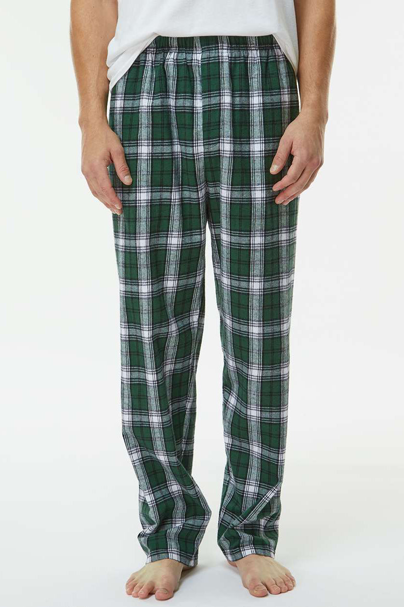 Boxercraft BM6624 Mens Harley Flannel Pants w/ Pockets Green/White Model Front