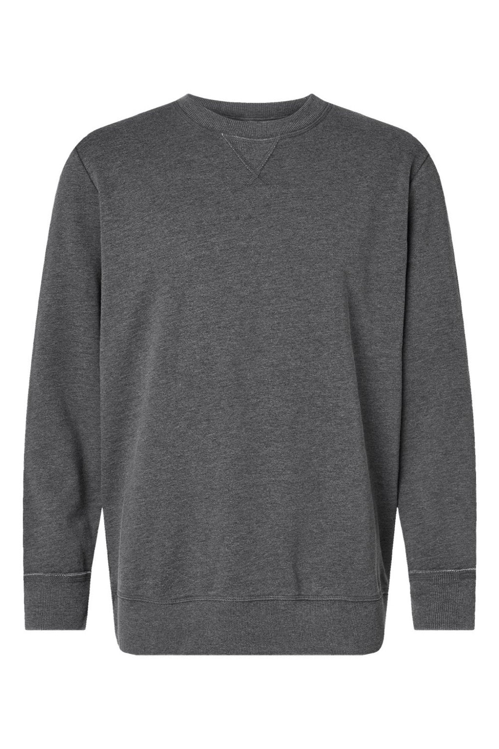 LAT 6935 Mens Vintage Wash Fleece Crewneck Sweatshirt Washed Black Flat Front