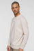 LAT 6935 Mens Vintage Wash Fleece Crewneck Sweatshirt Washed Natural Model Side
