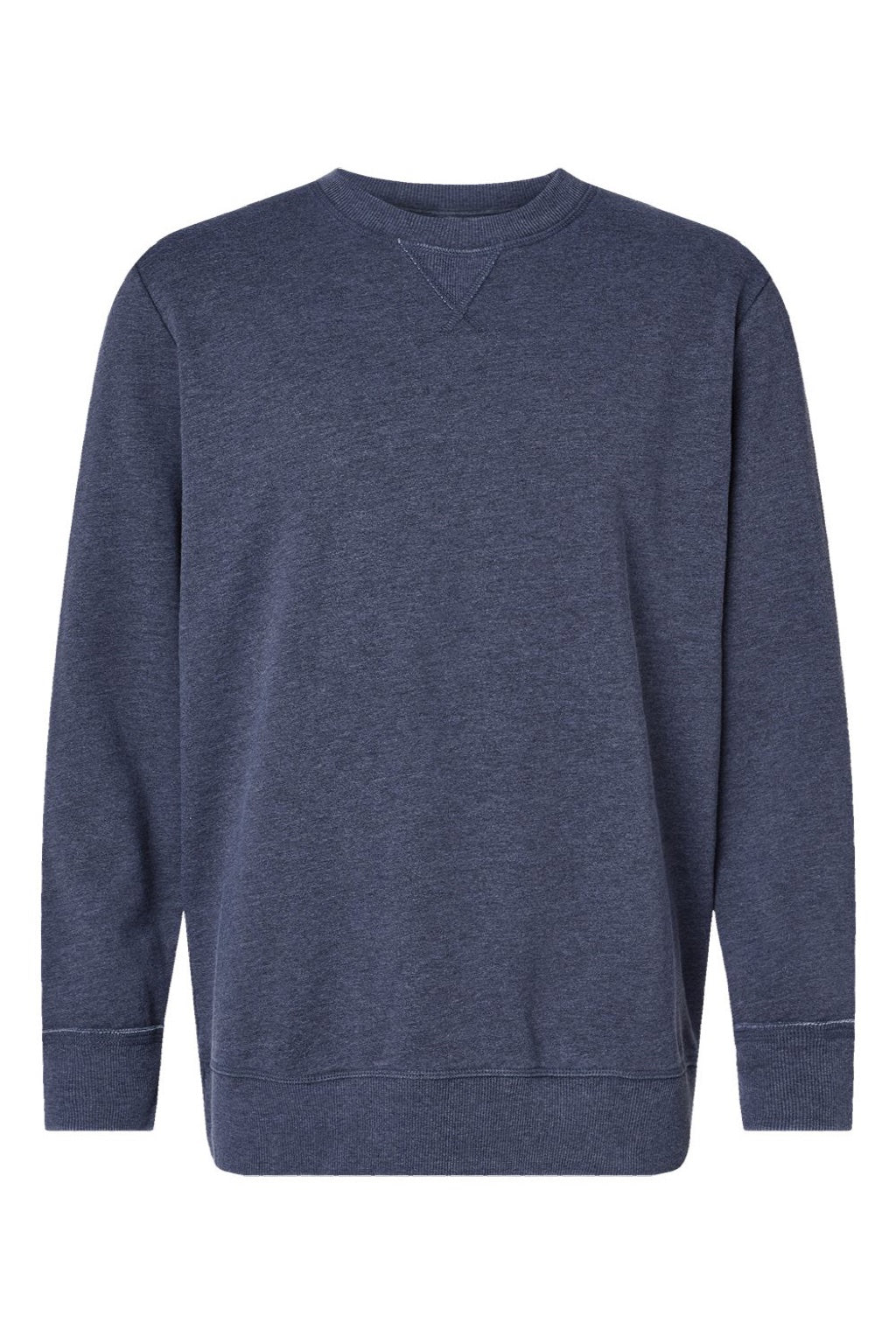 LAT 6935 Mens Vintage Wash Fleece Crewneck Sweatshirt Washed Navy Blue Flat Front