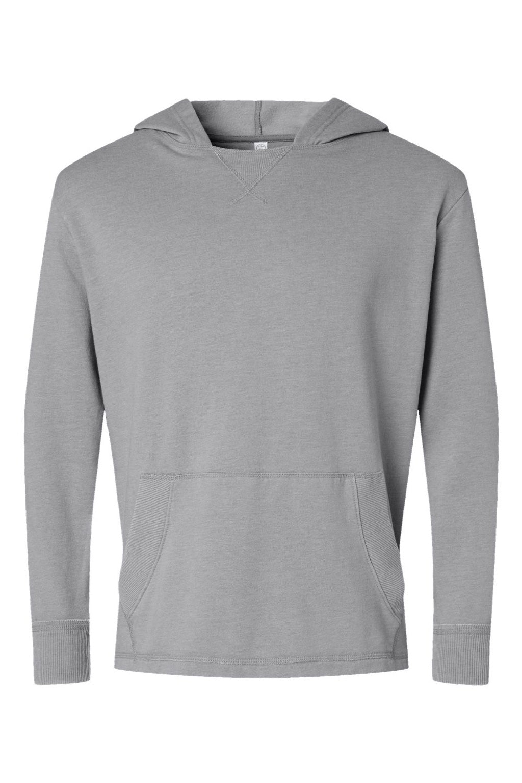 LAT 6936 Mens Vintage Wash Fleece Hooded Sweatshirt Hoodie w/ Pouch Pocket Washed Grey Flat Front