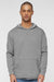 LAT 6936 Mens Vintage Wash Fleece Hooded Sweatshirt Hoodie w/ Pouch Pocket Washed Grey Model Front