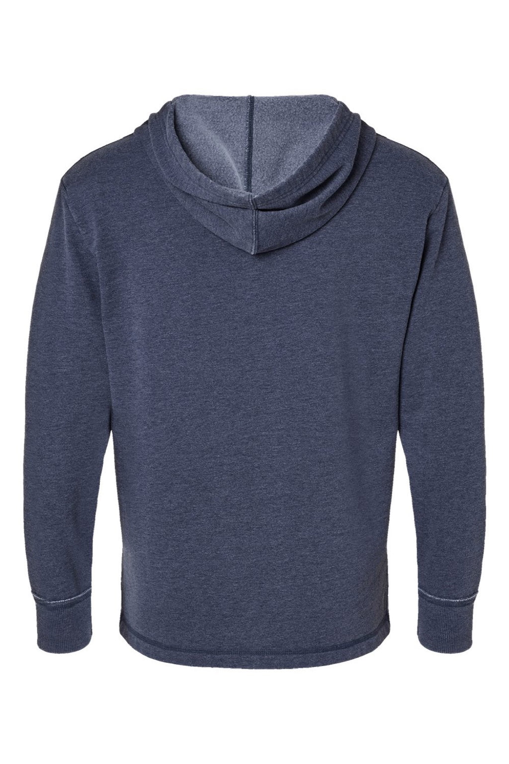 LAT 6936 Mens Vintage Wash Fleece Hooded Sweatshirt Hoodie w/ Pouch Pocket Washed Navy Blue Flat Back