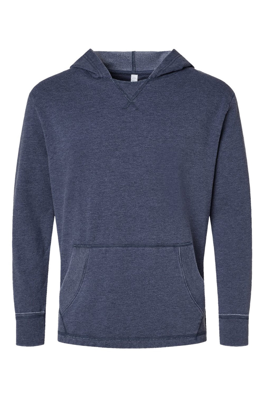LAT 6936 Mens Vintage Wash Fleece Hooded Sweatshirt Hoodie w/ Pouch Pocket Washed Navy Blue Flat Front