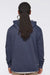 LAT 6936 Mens Vintage Wash Fleece Hooded Sweatshirt Hoodie w/ Pouch Pocket Washed Navy Blue Model Back