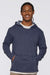 LAT 6936 Mens Vintage Wash Fleece Hooded Sweatshirt Hoodie w/ Pouch Pocket Washed Navy Blue Model Front