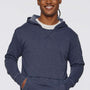 LAT Mens Vintage Wash Fleece Hooded Sweatshirt Hoodie w/ Pouch Pocket - Washed Navy Blue - New