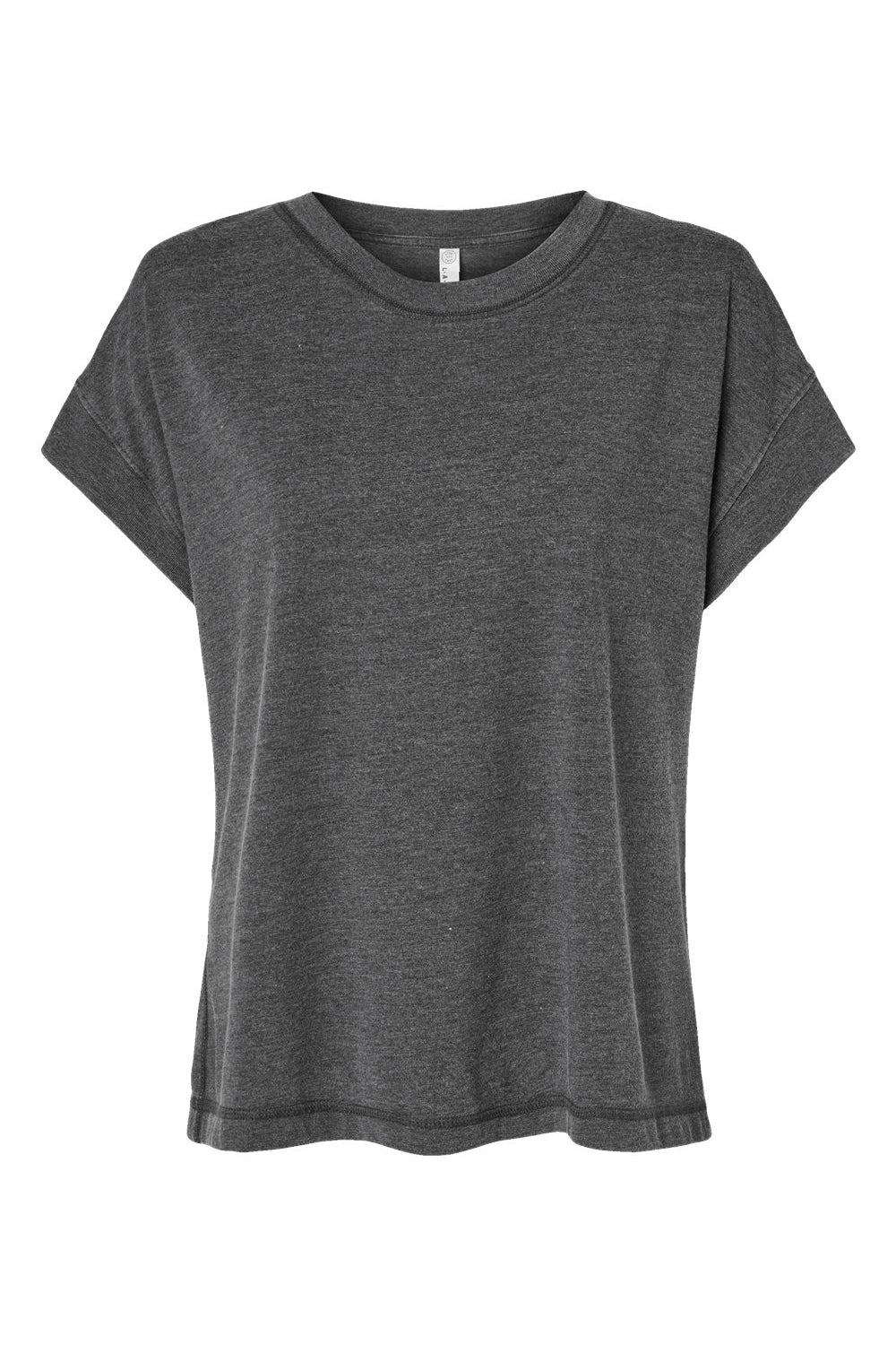 LAT 3502 Womens Relaxed Vintage Wash Short Sleeve Crewneck T-Shirt Black Flat Front