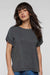 LAT 3502 Womens Relaxed Vintage Wash Short Sleeve Crewneck T-Shirt Black Model Front
