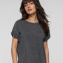 LAT Womens Relaxed Vintage Wash Short Sleeve Crewneck T-Shirt - Black - NEW