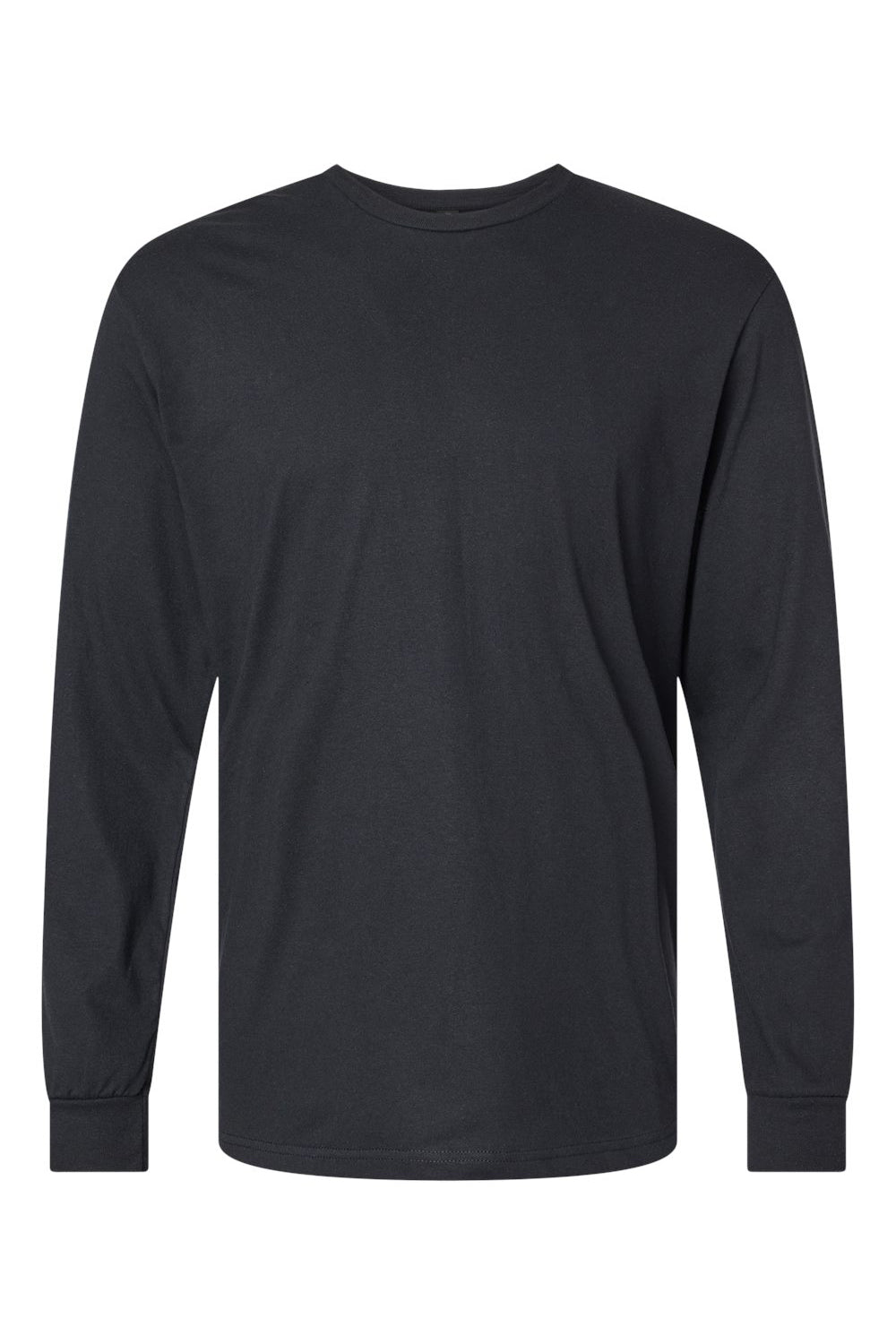 Gildan 67400 Mens Softstyle CVC Long Sleeve Crewneck T-Shirt Pitch Black Flat Front