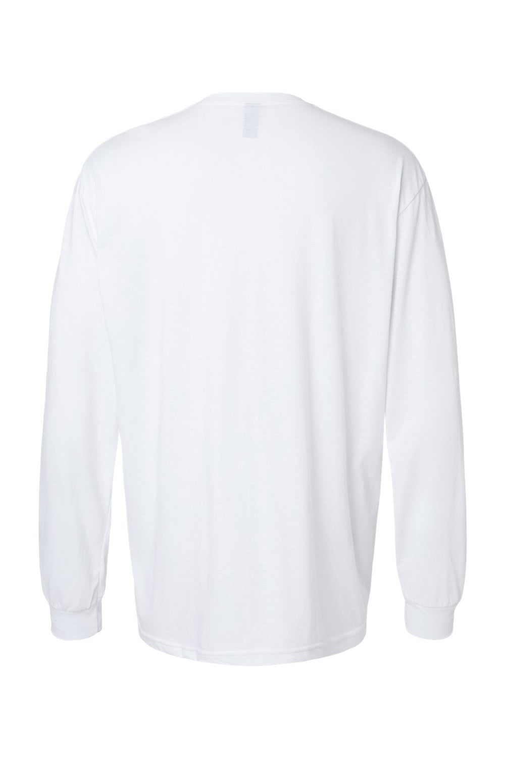 Gildan 67400 Mens Softstyle CVC Long Sleeve Crewneck T-Shirt White Flat Back