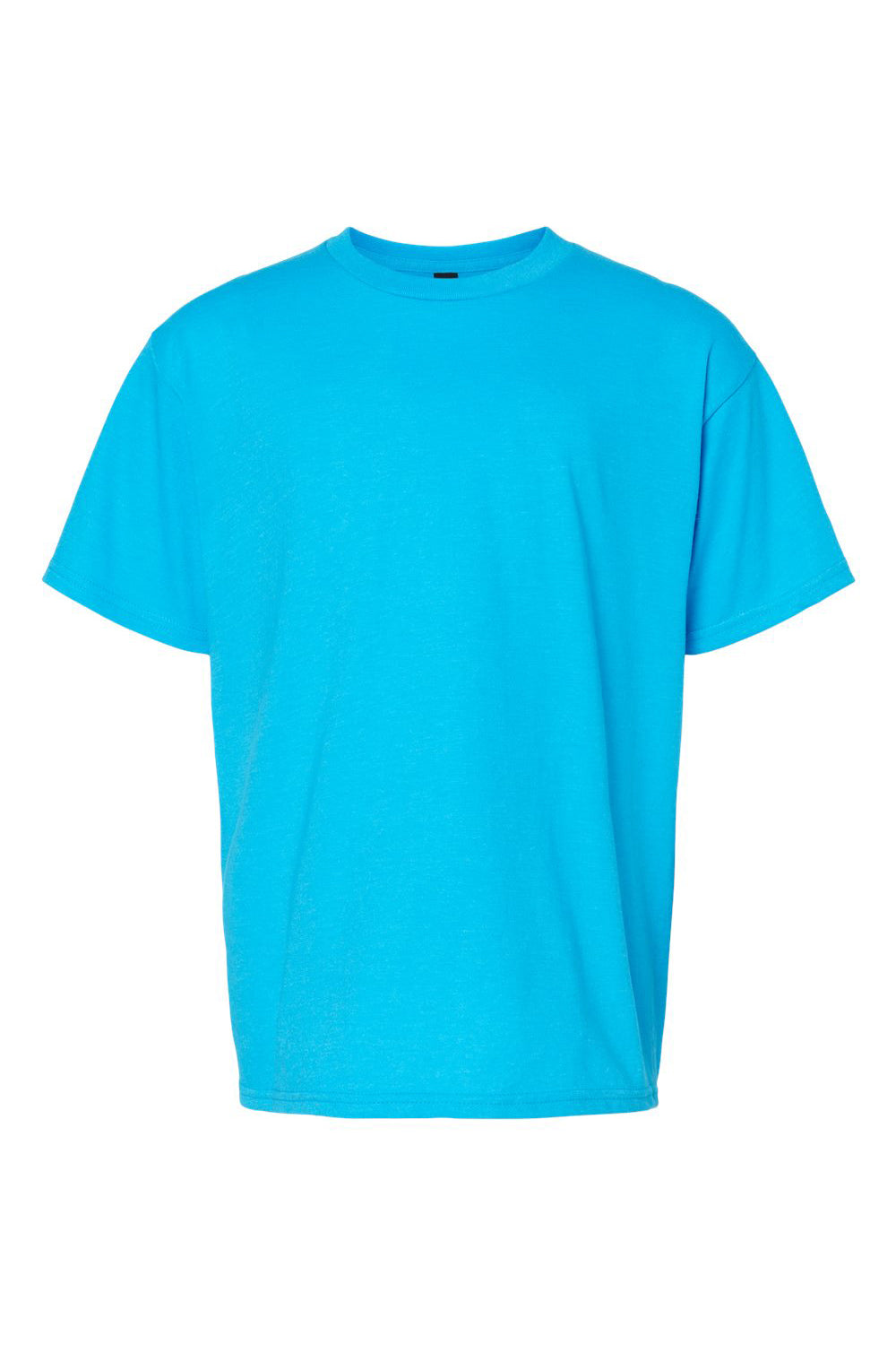 Gildan 67000B Youth Softstyle CVC Short Sleeve Crewneck T-Shirt Caribbean Blue Mist Flat Front