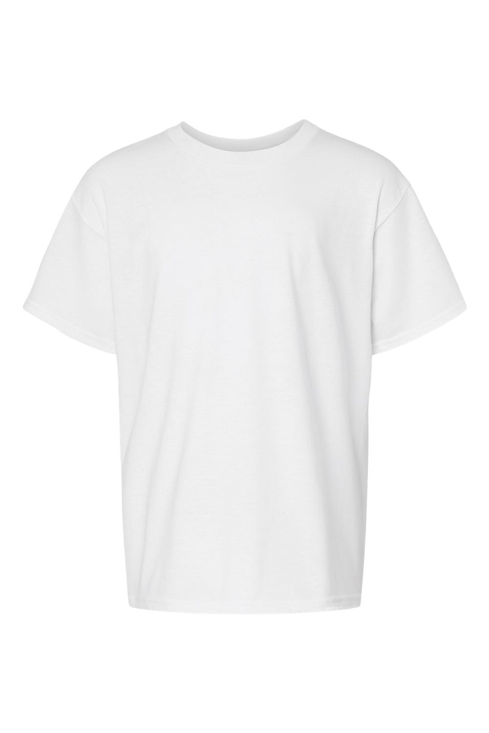 Gildan 67000B Youth Softstyle CVC Short Sleeve Crewneck T-Shirt White Flat Front