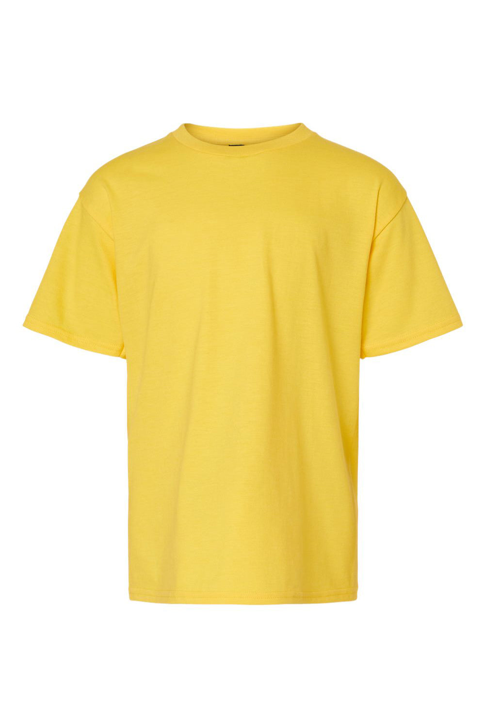 Gildan 67000B Youth Softstyle CVC Short Sleeve Crewneck T-Shirt Daisy Yellow Mist Flat Front