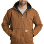 Carhartt Mens Active Washed Duck Full Zip Hooded Jacket - Carhartt Brown