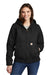 Carhartt CT104053 Womens Active Washed Duck Full Zip Hooded Jacket Black Model Front