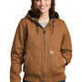 Carhartt Womens Active Washed Duck Full Zip Hooded Jacket - Carhartt Brown