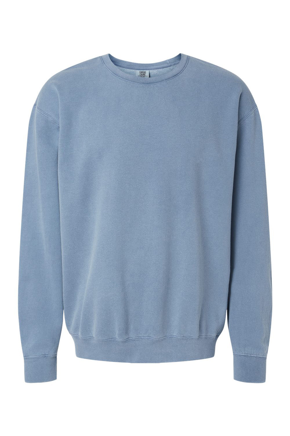 Comfort Colors 1466 Mens Garment Dyed Fleece Crewneck Sweatshirt Blue Jean Flat Front