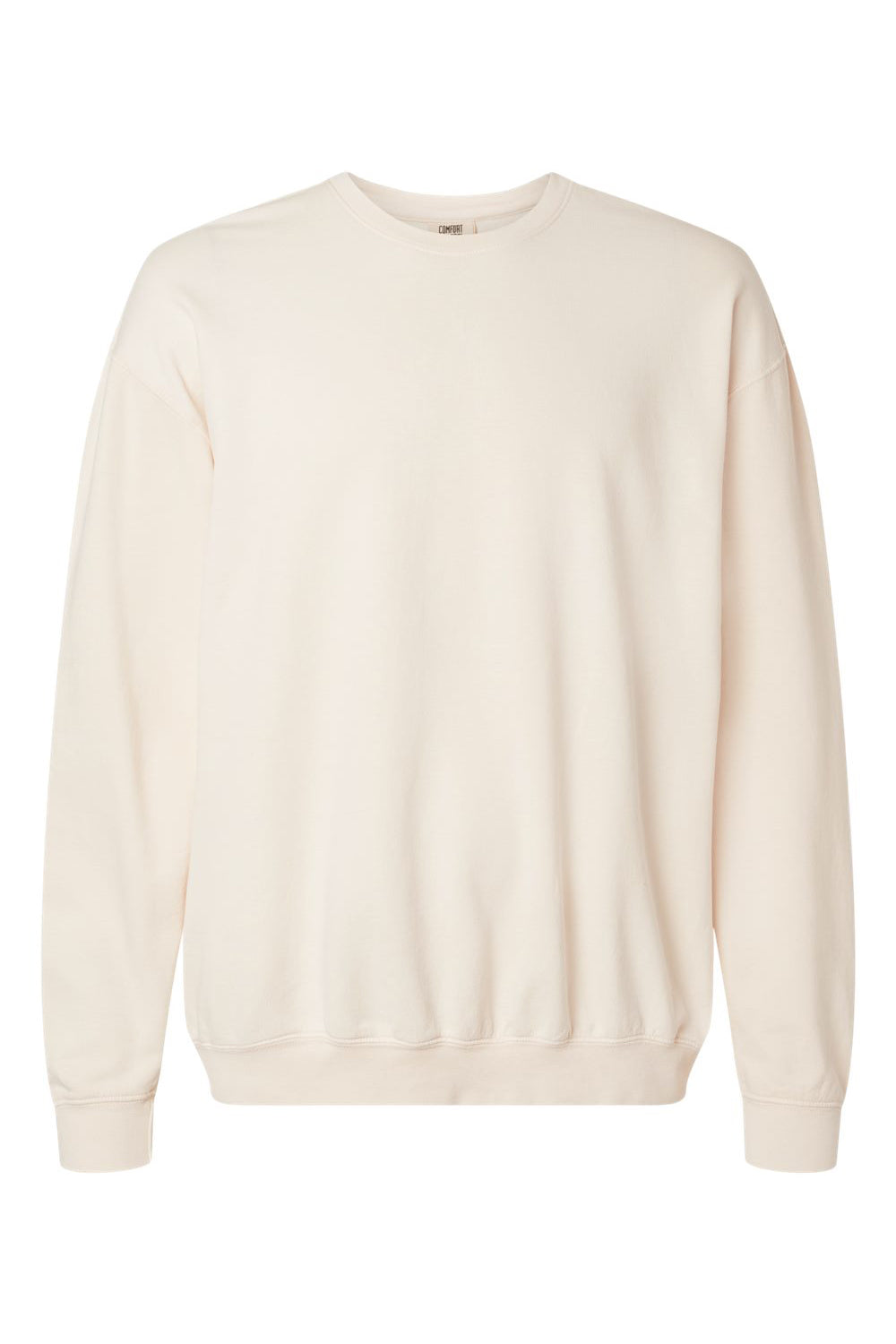 Comfort Colors 1466 Mens Garment Dyed Fleece Crewneck Sweatshirt Ivory Flat Front