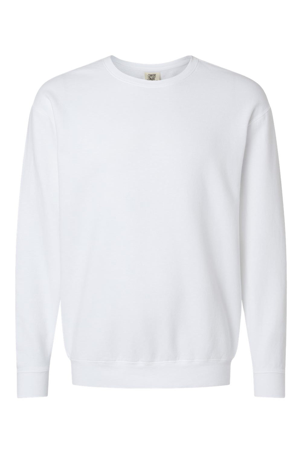 Comfort Colors 1466 Mens Garment Dyed Fleece Crewneck Sweatshirt White Flat Front
