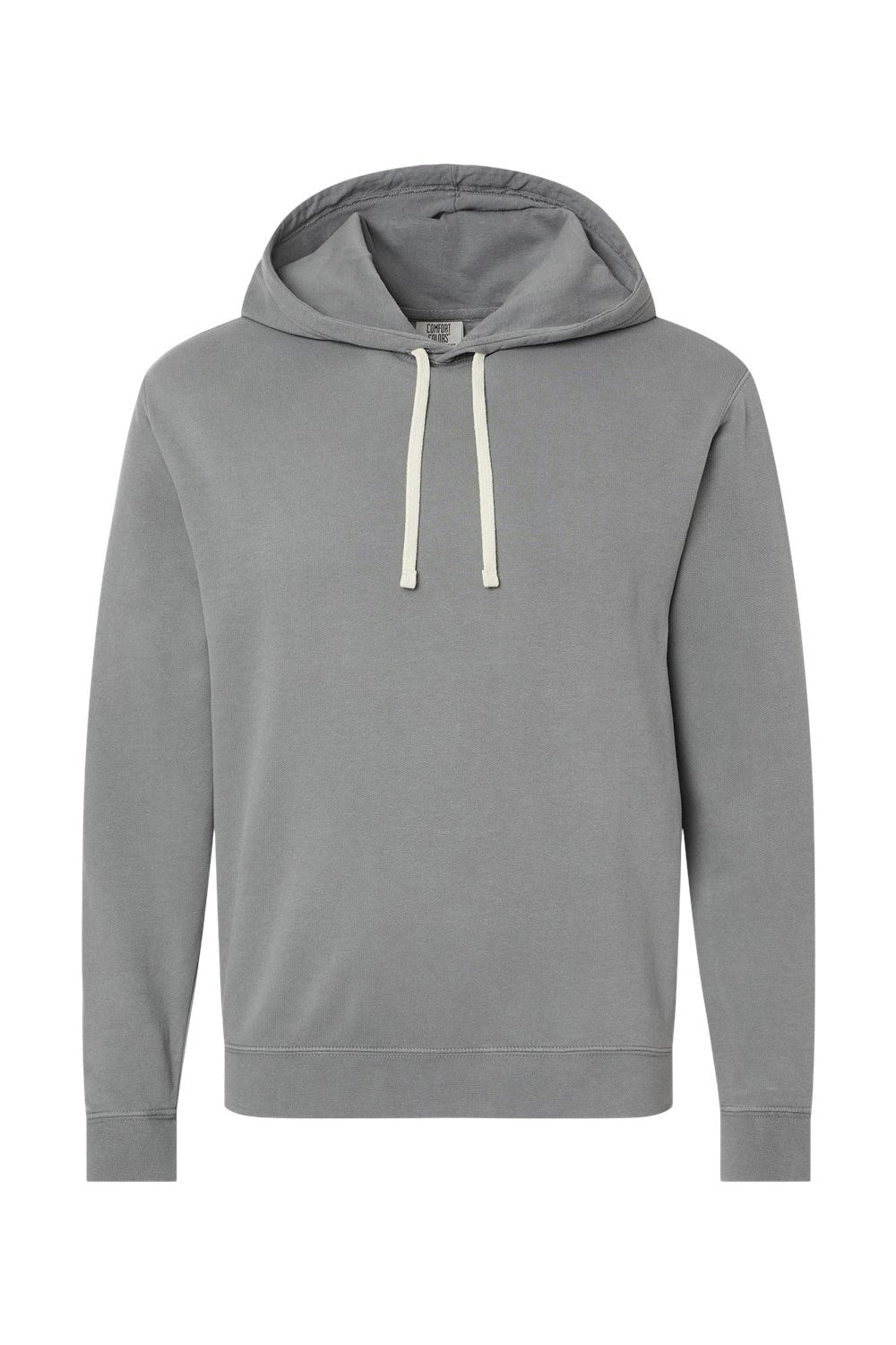 Comfort Colors 1467 Mens Garment Dyed Fleece Hooded Sweatshirt Hoodie Grey Flat Front