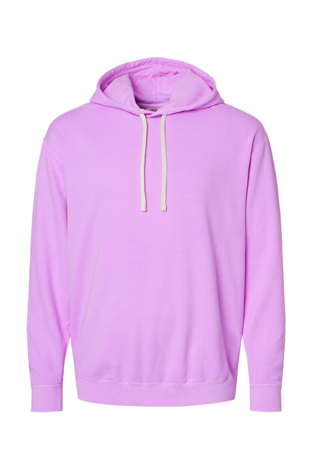 Comfort Colors 1467 Mens Garment Dyed Fleece Hooded Sweatshirt Hoodie Neon Violet Purple Flat Front