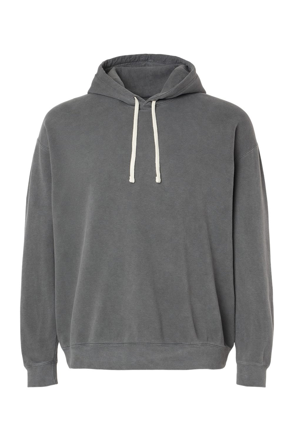 Comfort Colors 1467 Mens Garment Dyed Fleece Hooded Sweatshirt Hoodie Pepper Grey Flat Front