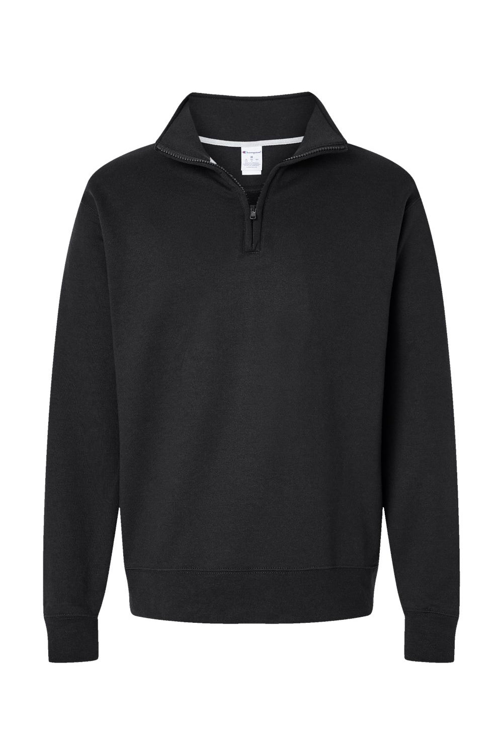 Champion S450 Mens Powerblend 1/4 Zip Sweatshirt Black Flat Front