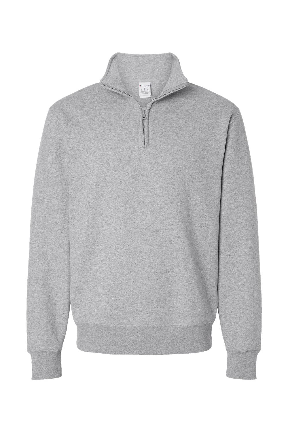 Champion S450 Mens Powerblend 1/4 Zip Sweatshirt Light Steel Grey Flat Front