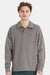 ComfortWash By Hanes GDH490 Mens Garment Dyed Polo Collar Sweatshirt Concrete Grey Model Front