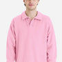 ComfortWash By Hanes Mens Garment Dyed Polo Collar Sweatshirt - Cotton Candy Pink - Coming Soon