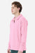 ComfortWash By Hanes GDH490 Mens Garment Dyed Polo Collar Sweatshirt Cotton Candy Pink Model Side