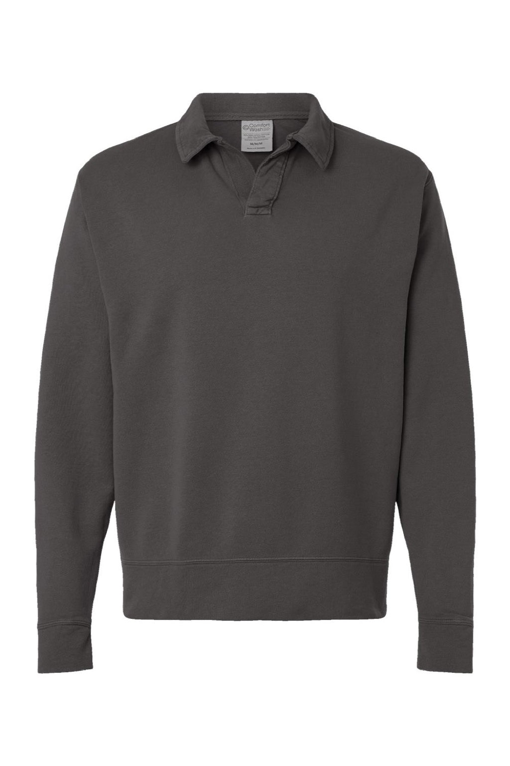 ComfortWash By Hanes GDH490 Mens Garment Dyed Polo Collar Sweatshirt New Railroad Grey Flat Front