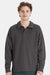 ComfortWash By Hanes GDH490 Mens Garment Dyed Polo Collar Sweatshirt New Railroad Grey Model Front