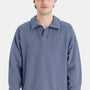 ComfortWash By Hanes Mens Garment Dyed Polo Collar Sweatshirt - Saltwater Blue - Coming Soon