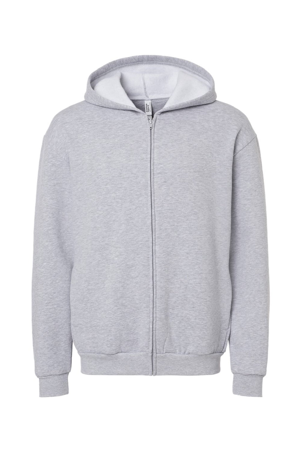 American Apparel RF497 Mens ReFlex Fleece Full Zip Hooded Sweatshirt Hoodie w/ Pockets Heather Grey Flat Front