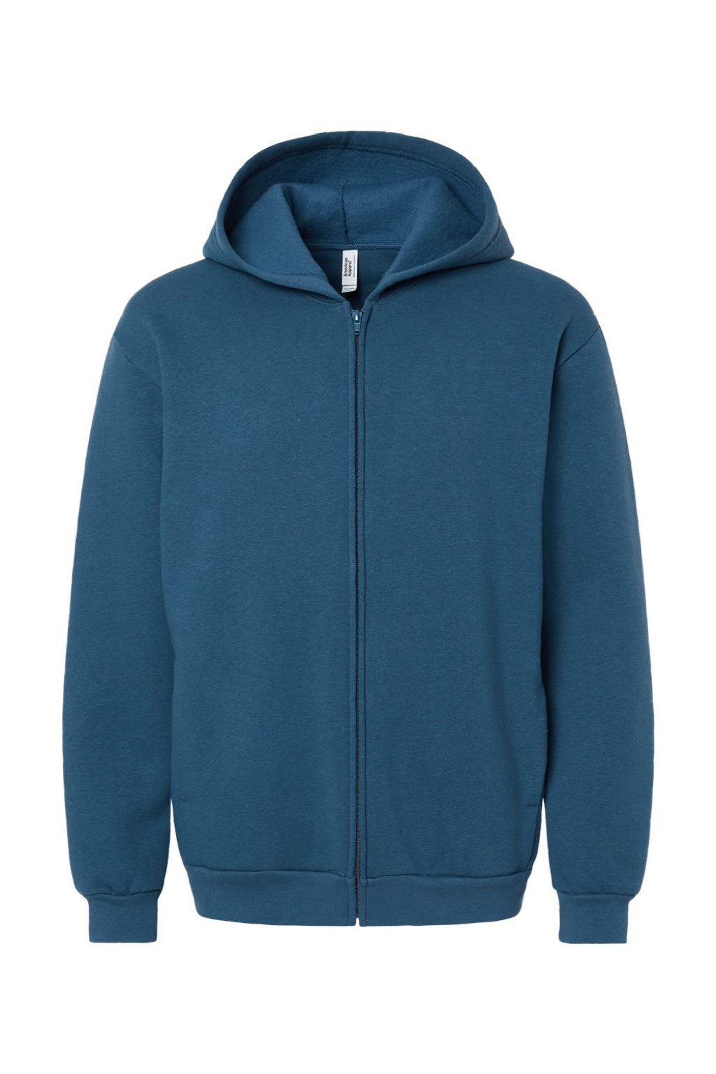 American Apparel RF497 Mens ReFlex Fleece Full Zip Hooded Sweatshirt Hoodie w/ Pockets Sea Blue Flat Front