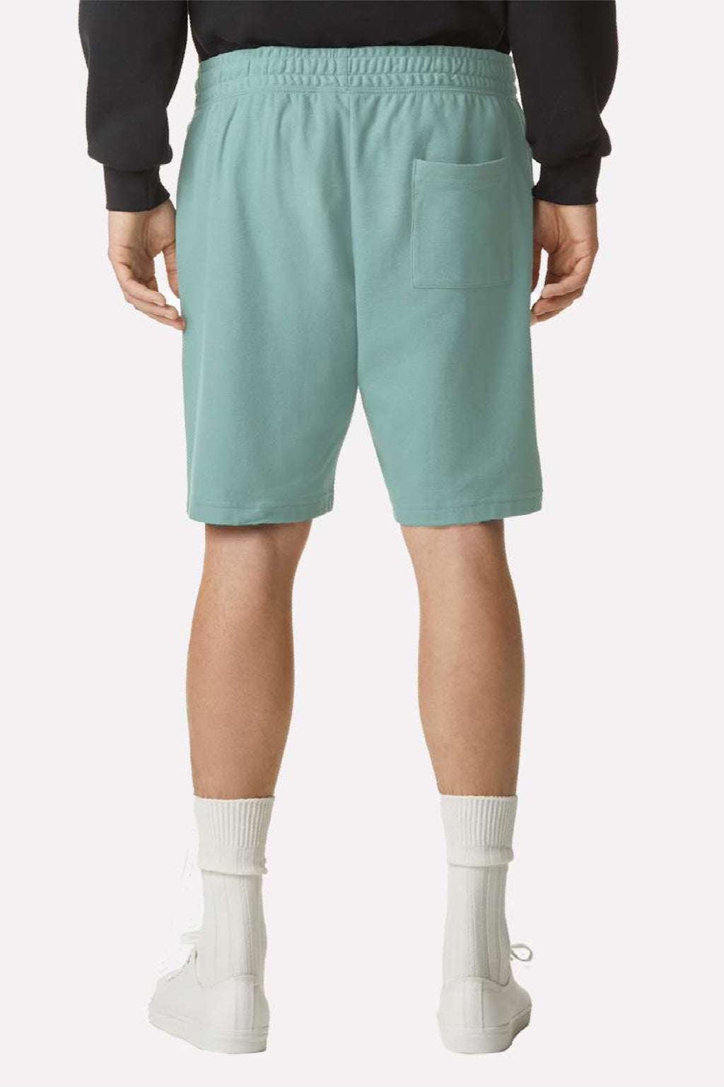 American Apparel 2PQ Mens Gym Shorts w/ Pockets Arctic Green Model Back