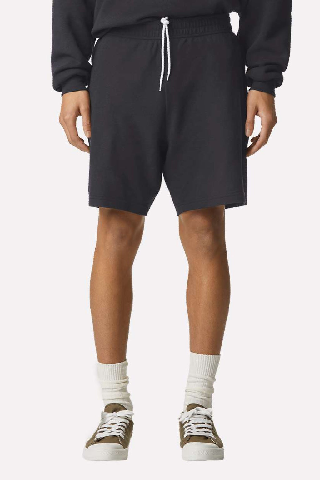 American Apparel 2PQ Mens Gym Shorts w/ Pockets Black Model Front