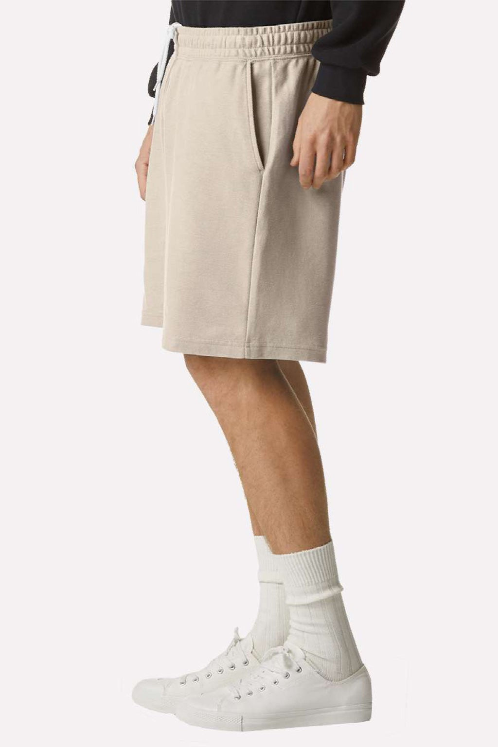 American Apparel 2PQ Mens Gym Shorts w/ Pockets Bone Model Side