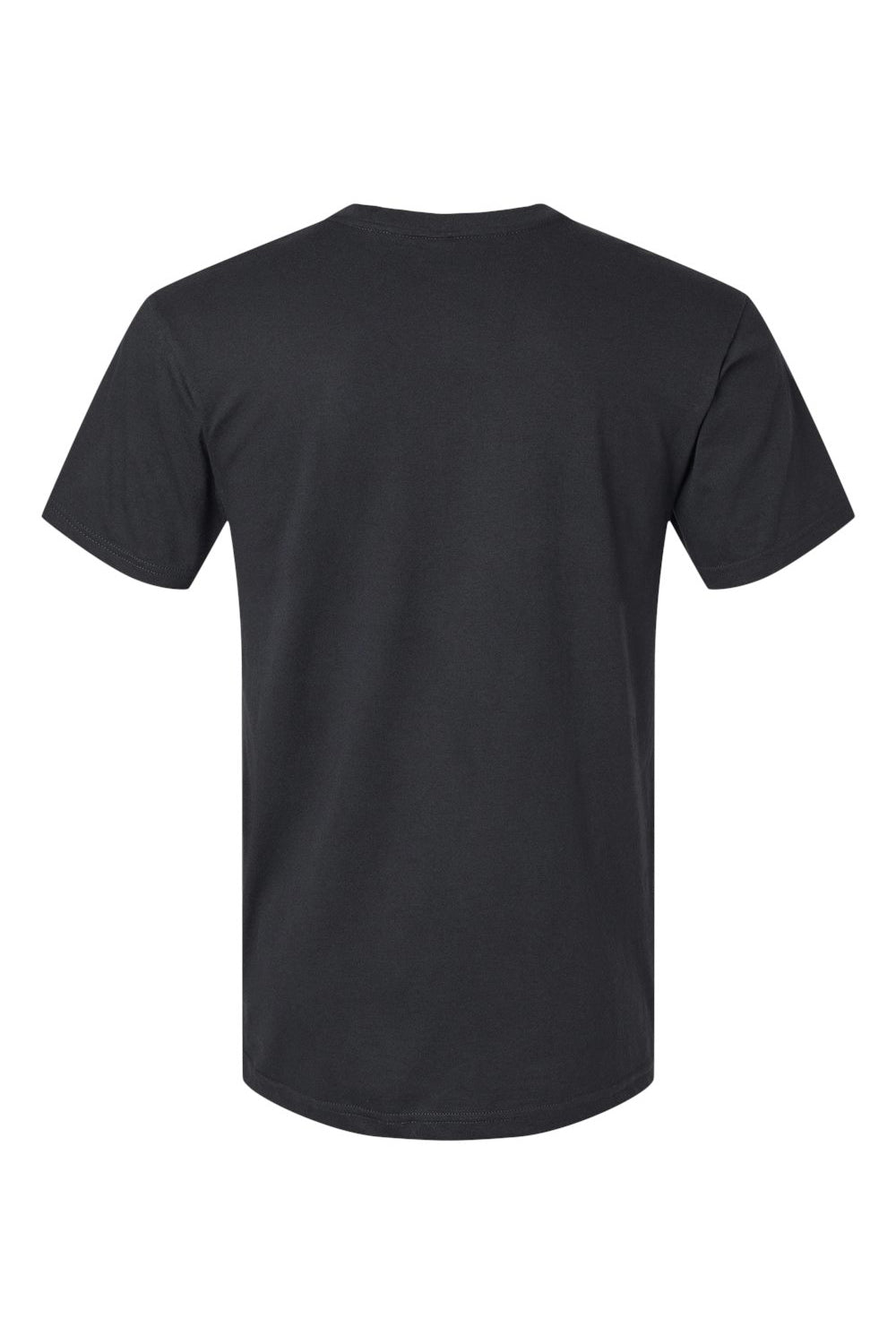 American Apparel 2004CVC Mens CVC Short Sleeve Henley T-Shirt Black Flat Back