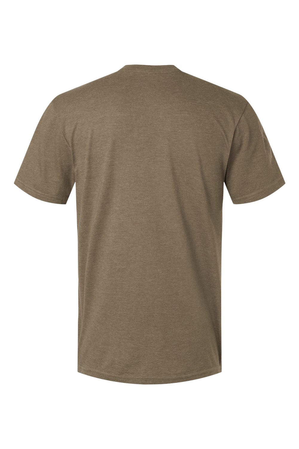 American Apparel 2004CVC Mens CVC Short Sleeve Henley T-Shirt Heather Army Flat Back