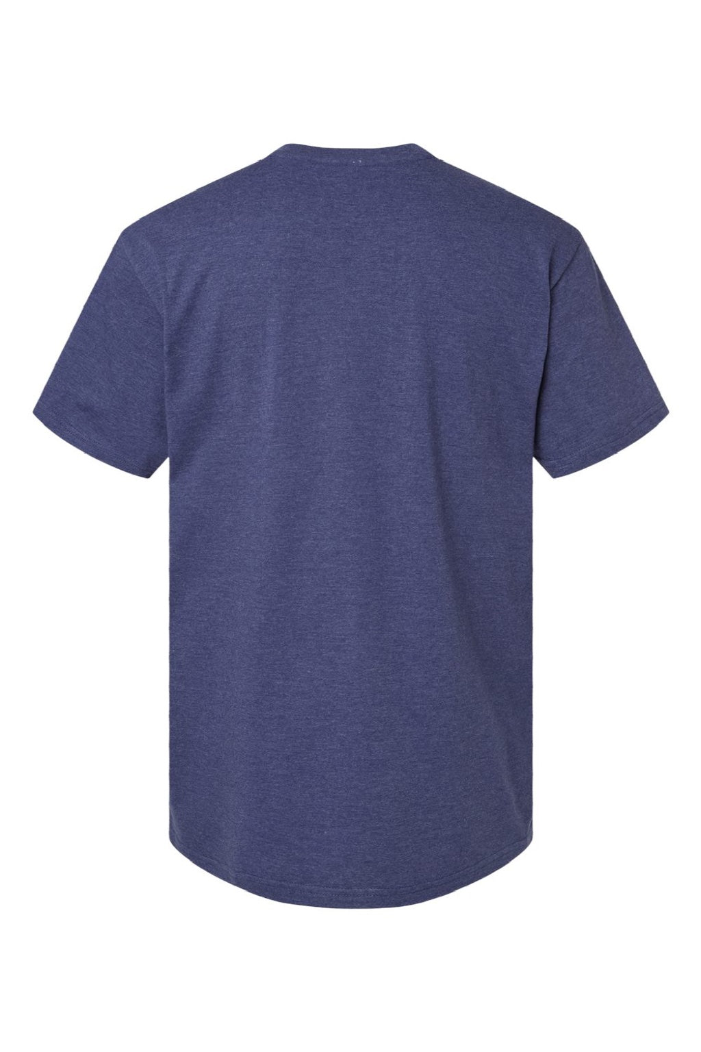 American Apparel 2004CVC Mens CVC Short Sleeve Henley T-Shirt Heather Indigo Blue Flat Back