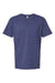 American Apparel 2004CVC Mens CVC Short Sleeve Henley T-Shirt Heather Indigo Flat Front