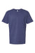 American Apparel 2004CVC Mens CVC Short Sleeve Henley T-Shirt Heather Indigo Blue Flat Front