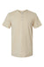 American Apparel 2004CVC Mens CVC Short Sleeve Henley T-Shirt Heather Bone Flat Front