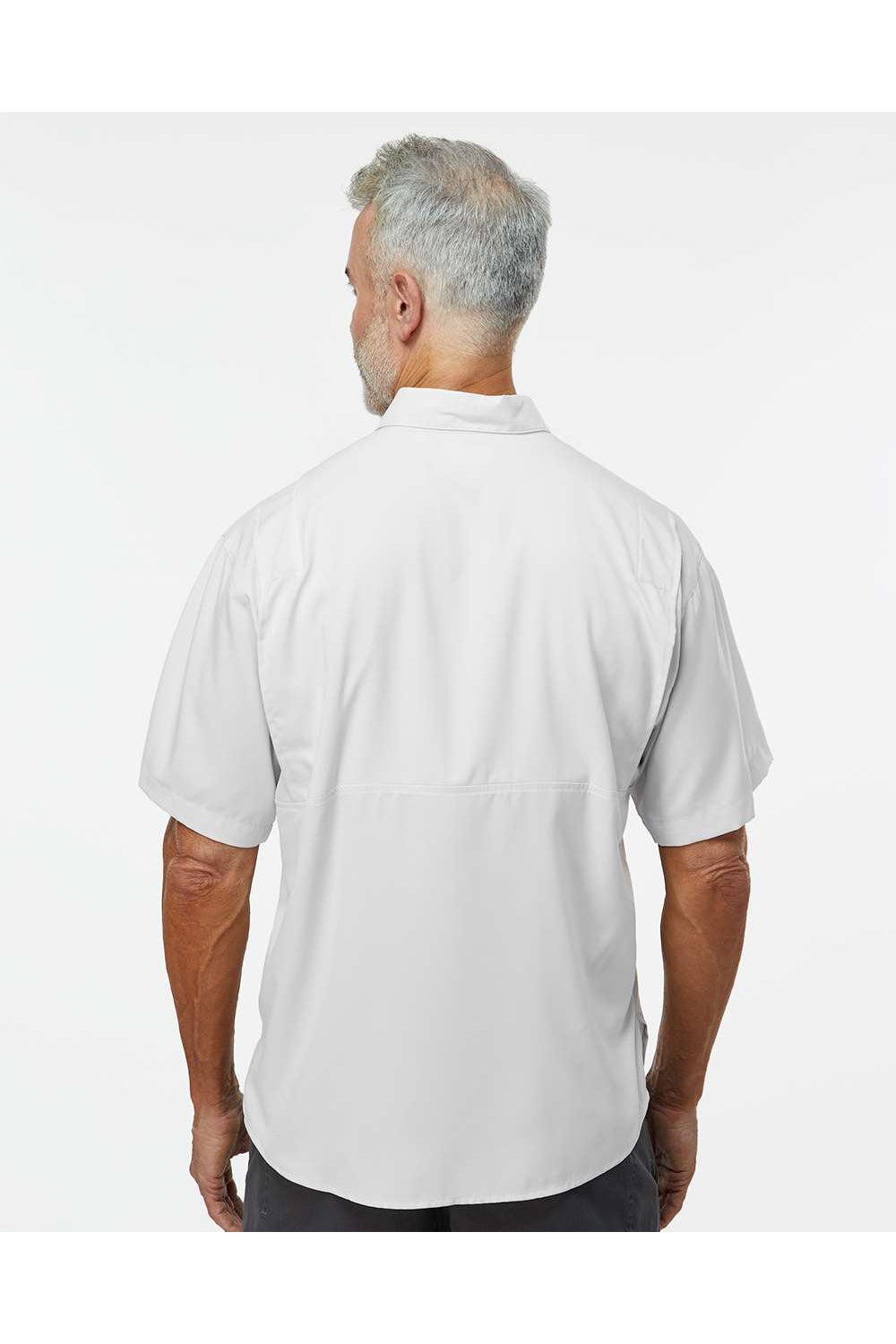 Paragon 700 Mens Hatteras Performance Short Sleeve Button Down Shirt Aluminum Grey Model Back