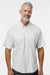 Paragon 700 Mens Hatteras Performance Moisture Wicking Short Sleeve Button Down Shirt w/ Double Pockets Aluminum Grey Model Front