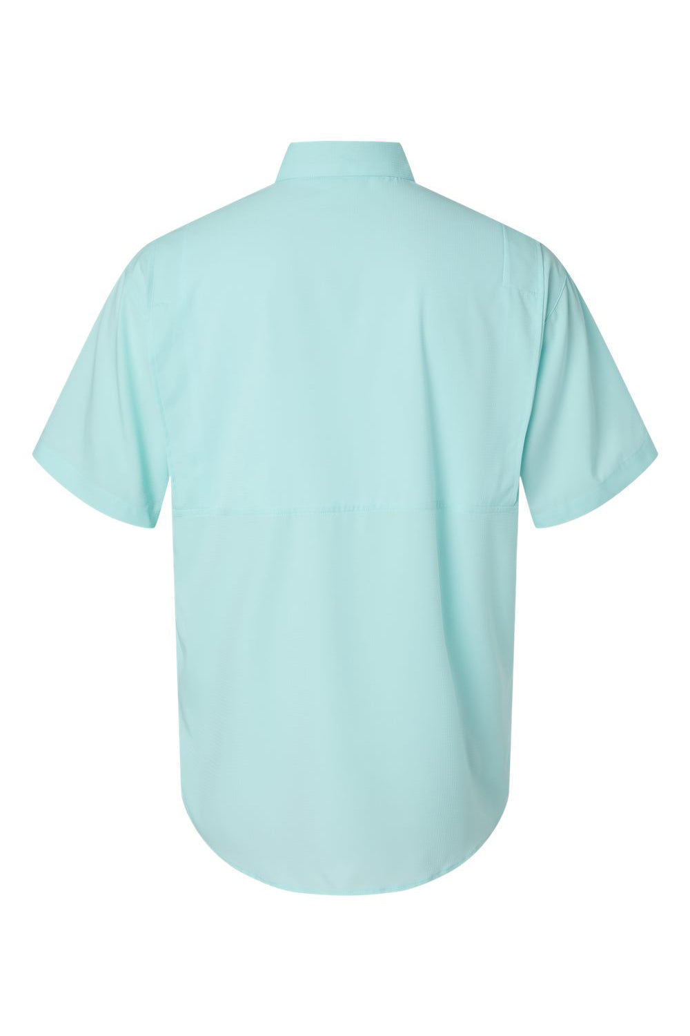 Paragon 700 Mens Hatteras Performance Moisture Wicking Short Sleeve Button Down Shirt w/ Double Pockets Aqua Blue Flat Back
